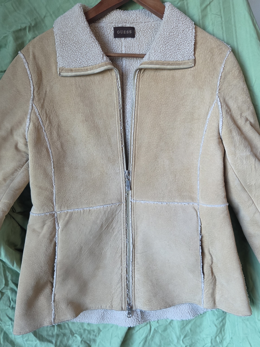 GUESS Vintage 90's Y2K Genuine Leather Shearling Jacket Medium
